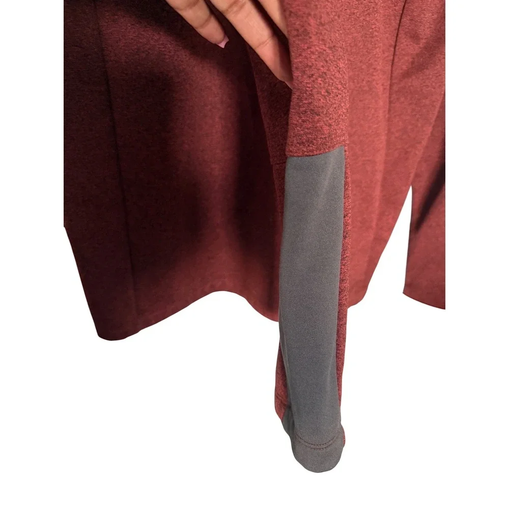 The North Face Mens Full Zip Fleece Hoodie Burgundy Red Gray Jacket Large L/G - Picture 6 of 6